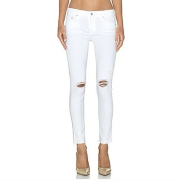 Mother The Looker Ankle Fray 27 Little Miss Innocent? White Skinny Jeans - Picture 2 of 8